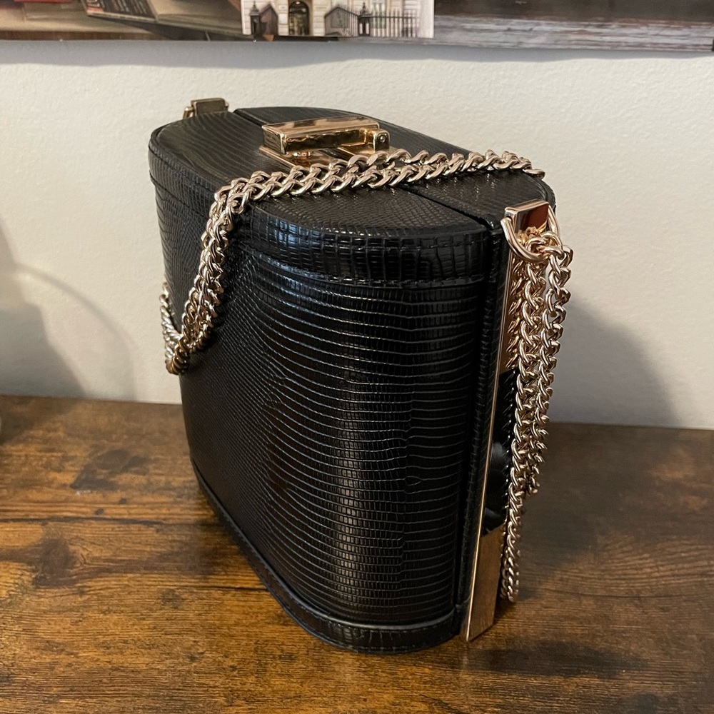 Black Croc Bag Gold Chain